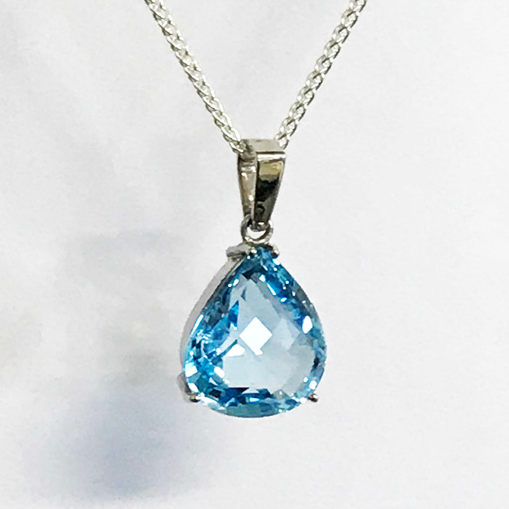 London Blue Topaz Pear Cut Pendant - www.sparklingjewellery.com