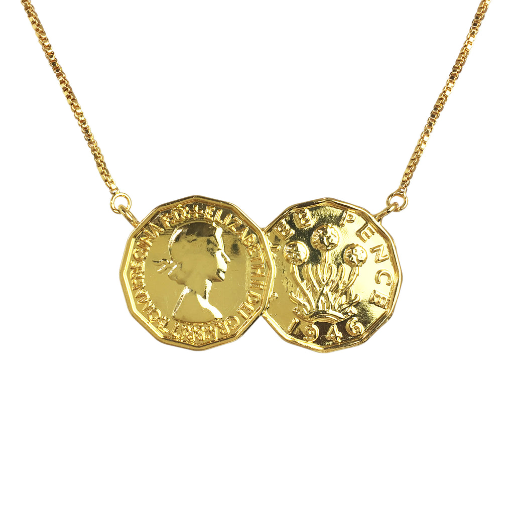 Three Penny Two Coin Necklace - www.sparklingjewellery.com