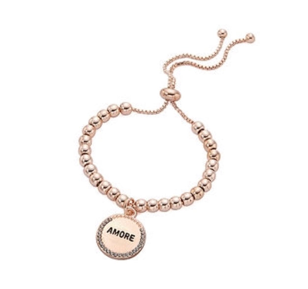 Amore Rose Gold or Silver Friendship Bracelet - www.sparklingjewellery.com