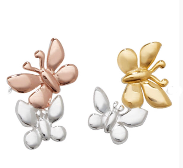 Multi Coloured Butterfly Earrings sterling silver - www.sparklingjewellery.com