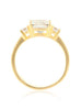 Cushion Cut Trilogy Ring Meghan Markle Gold - www.sparklingjewellery.com