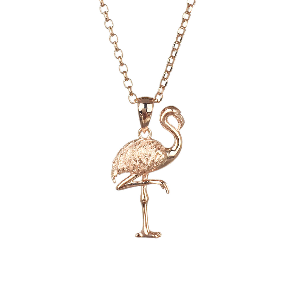 Elegant Rose Gold Flamingo Necklace - www.sparklingjewellery.com