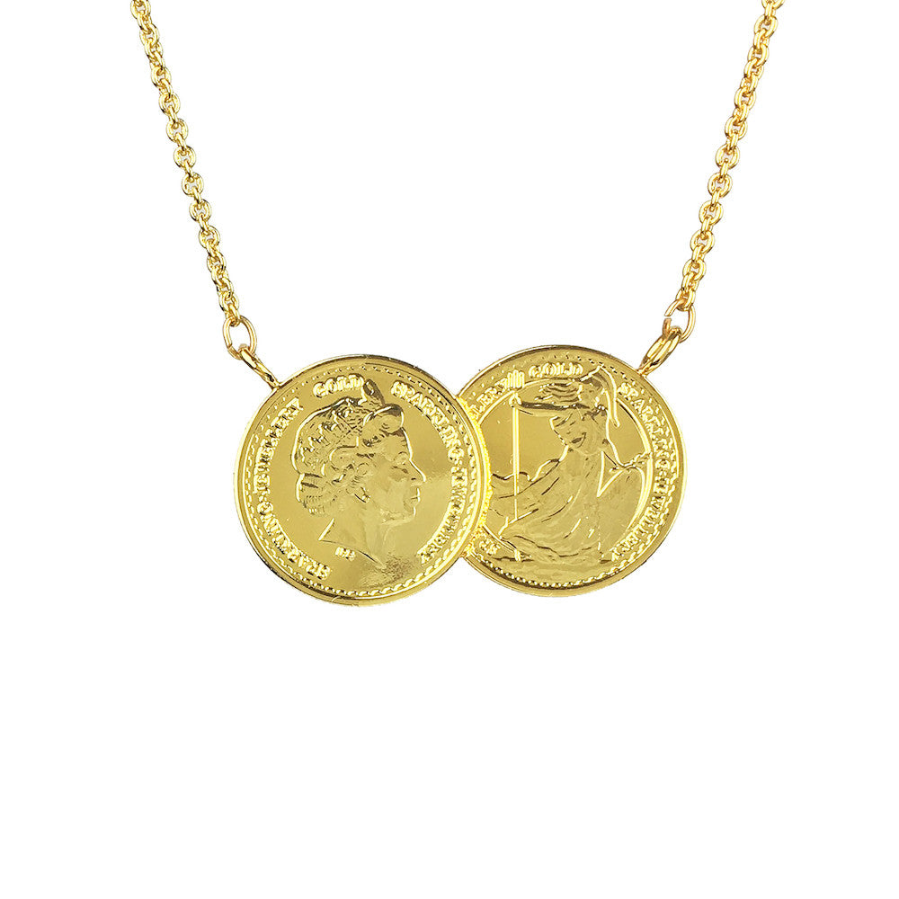 Grand Classic Two Coin Necklace - www.sparklingjewellery.com