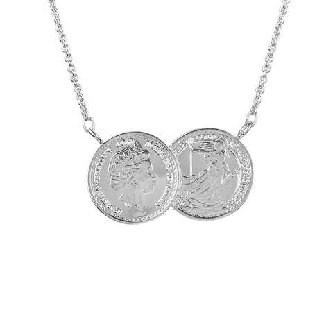 Grand Classic Two Coin Necklace - www.sparklingjewellery.com