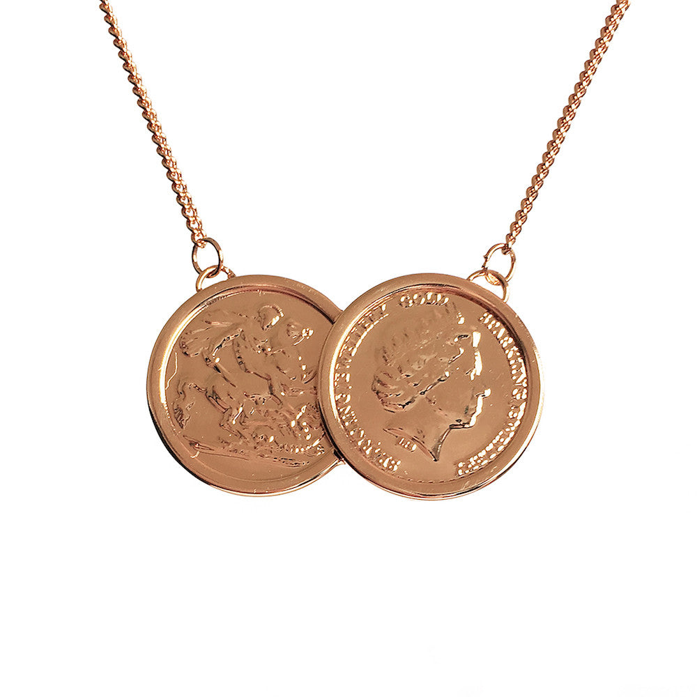 WILLPOWER curb & coin necklace, 2-in-1 set, gold-plated – Pilgrim