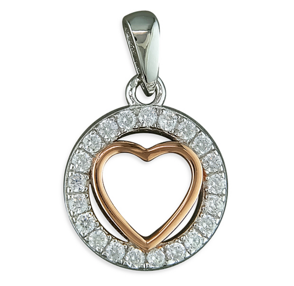 Rose Gold Heart Pendant Sterling Silver - www.sparklingjewellery.com