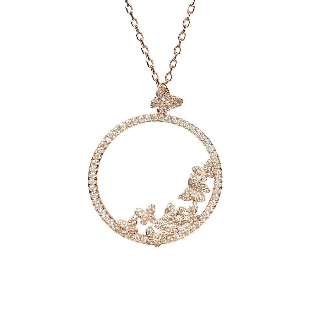 Hoxton Rose Rose Gold Butterfly Necklace - www.sparklingjewellery.com