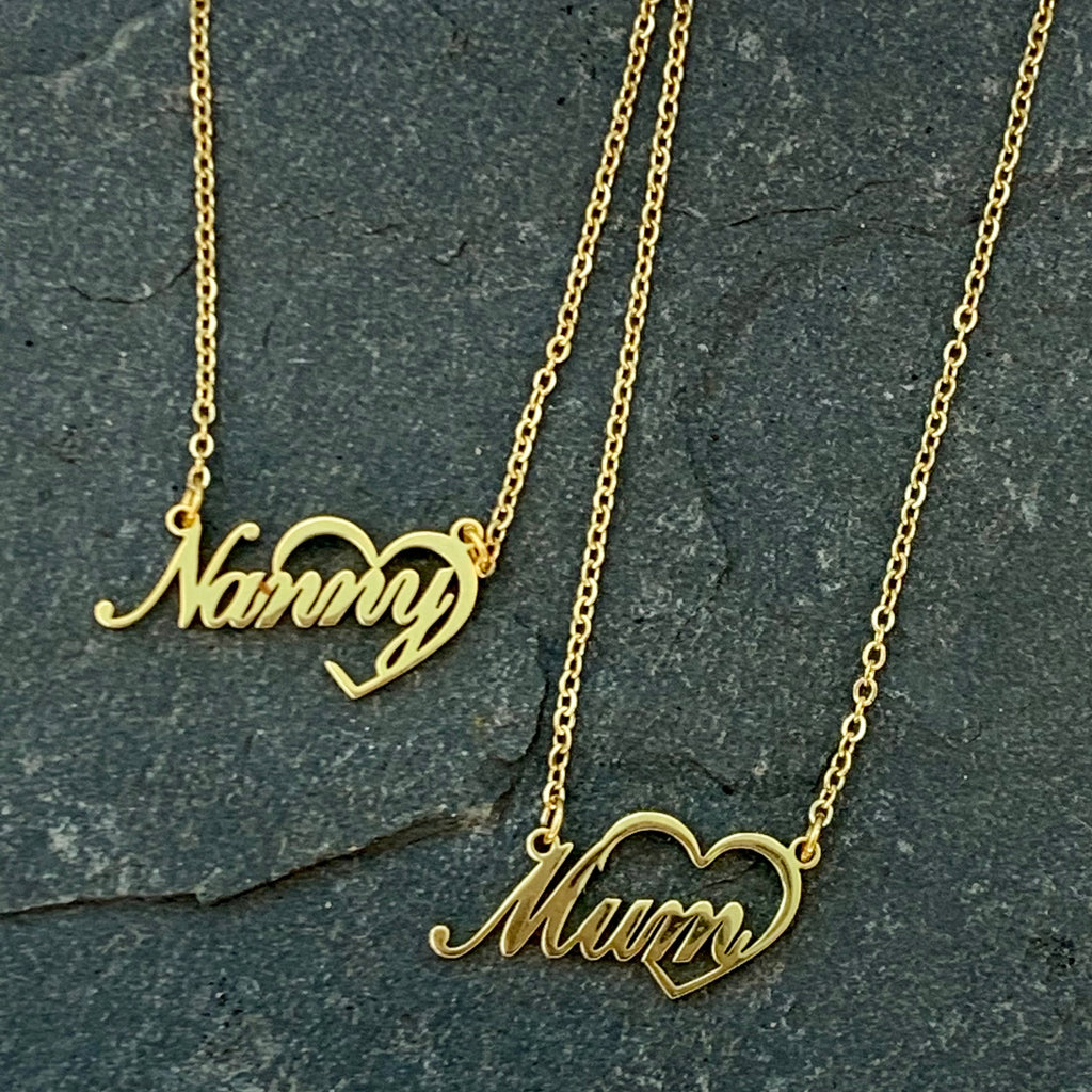 Mum Name Necklace in Gold www.sparklingjewellery