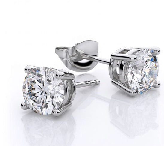 SPECIAL EDITION Real Diamond Stud Earrings White Gold - www.sparklingjewellery.com