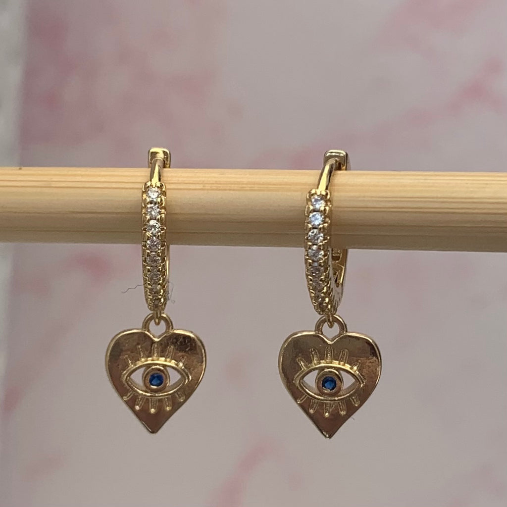 Gold Huggie Heart Earrings - www.sparklingjewellery.com