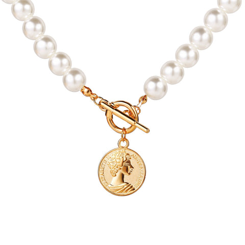 Pearl Coin Necklace - www.sparklingjewellery.com
