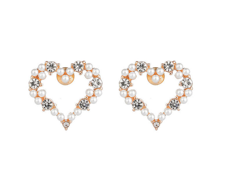 Heart Earrings Pearl & Crystal - www.sparklingjewellery.com