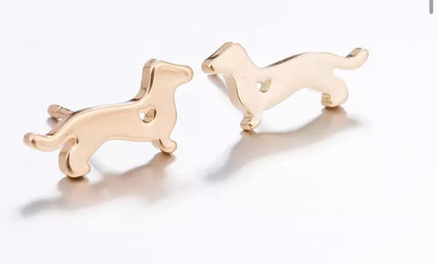 Gold Dachshund SausageDog Earrings - www.sparklingjewellery.com