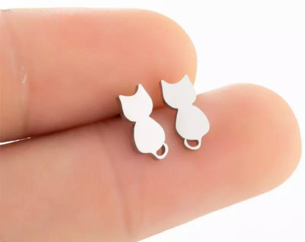 Rose Gold Kitten Earrings - www.sparklingjewellery.com