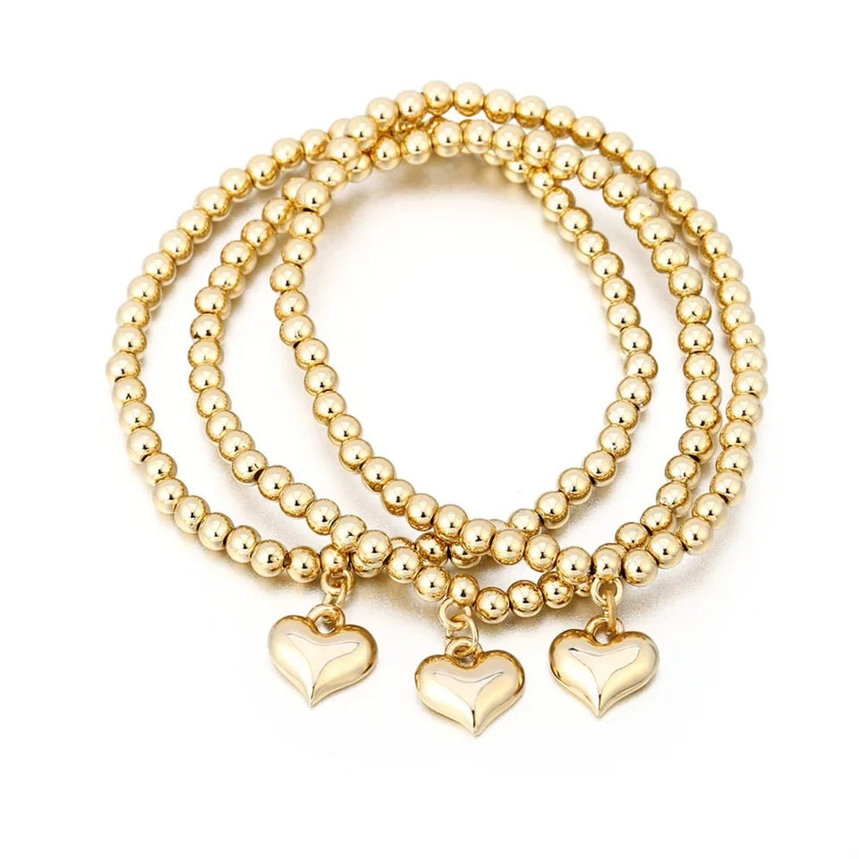 Beaded Heart Bracelet Stack - www.sparklingjewellery.com