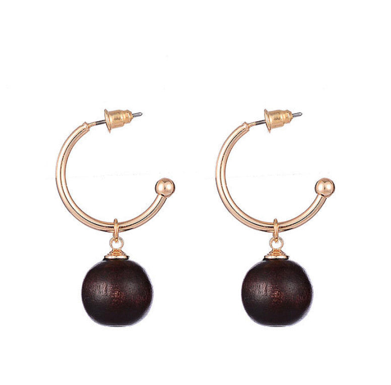 Gold Hoop and Black Pearl Earrings - www.sparklingjewellery.com