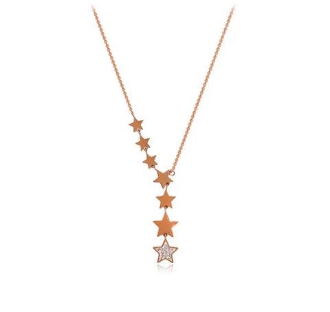 Shooting Stars Necklace Rose Gold - www.sparklingjewellery.com