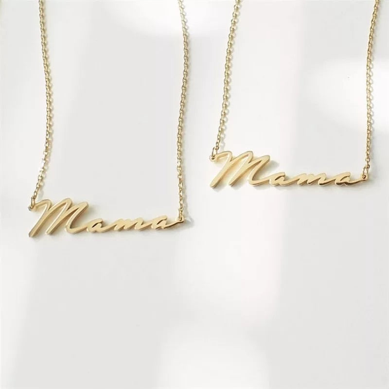 Gold Mama Mothers Day Name Necklace - www.sparklingjewellery.com