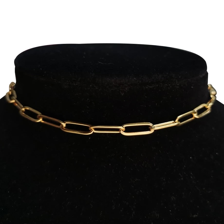 Gold Paper chain Choker Necklace - www.sparklingjewellery.com