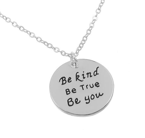 Be Kind Silver Quote Necklace - www.sparklingjewellery.com