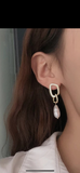 Gold Geometric Pearl Earrings - www.sparklingjewellery.com