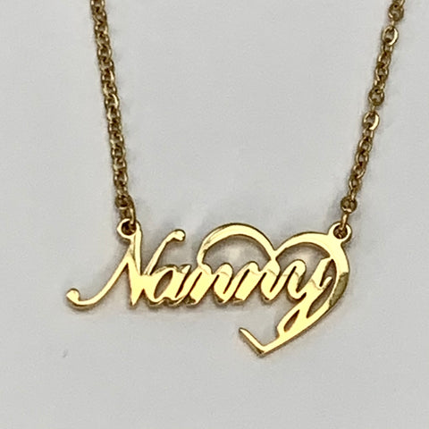 Nanny name necklace in gold - www.sparklingjewellery.com