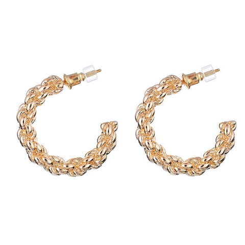 Stylish Gold Chain Hoop Earrings - www.sparklingjewellery.com