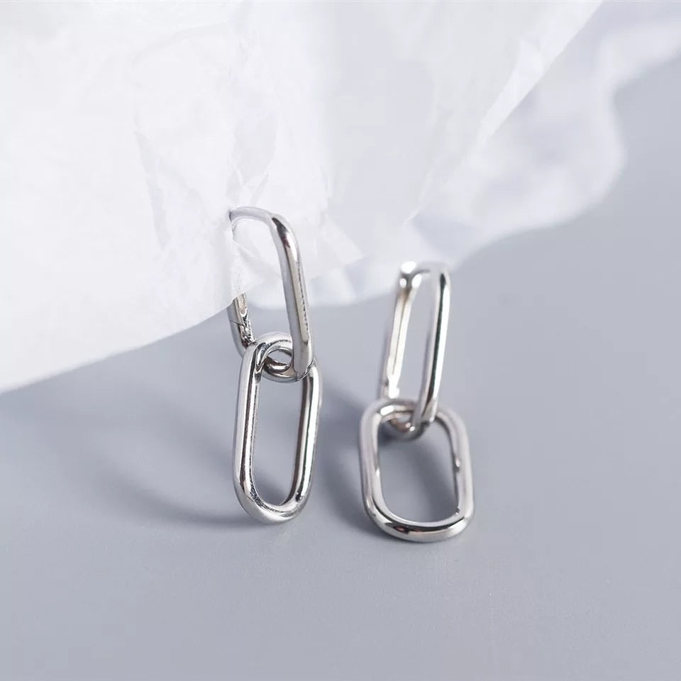 Geometric Dangle Silver Earrings Multi Way - www.sparklingjewellery.com