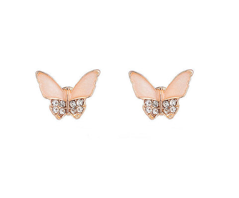 Butterfly Earrings Pink Enamel - www.sparklingjewellery.com