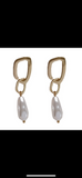 Gold Geometric Pearl Earrings - www.sparklingjewellery.com