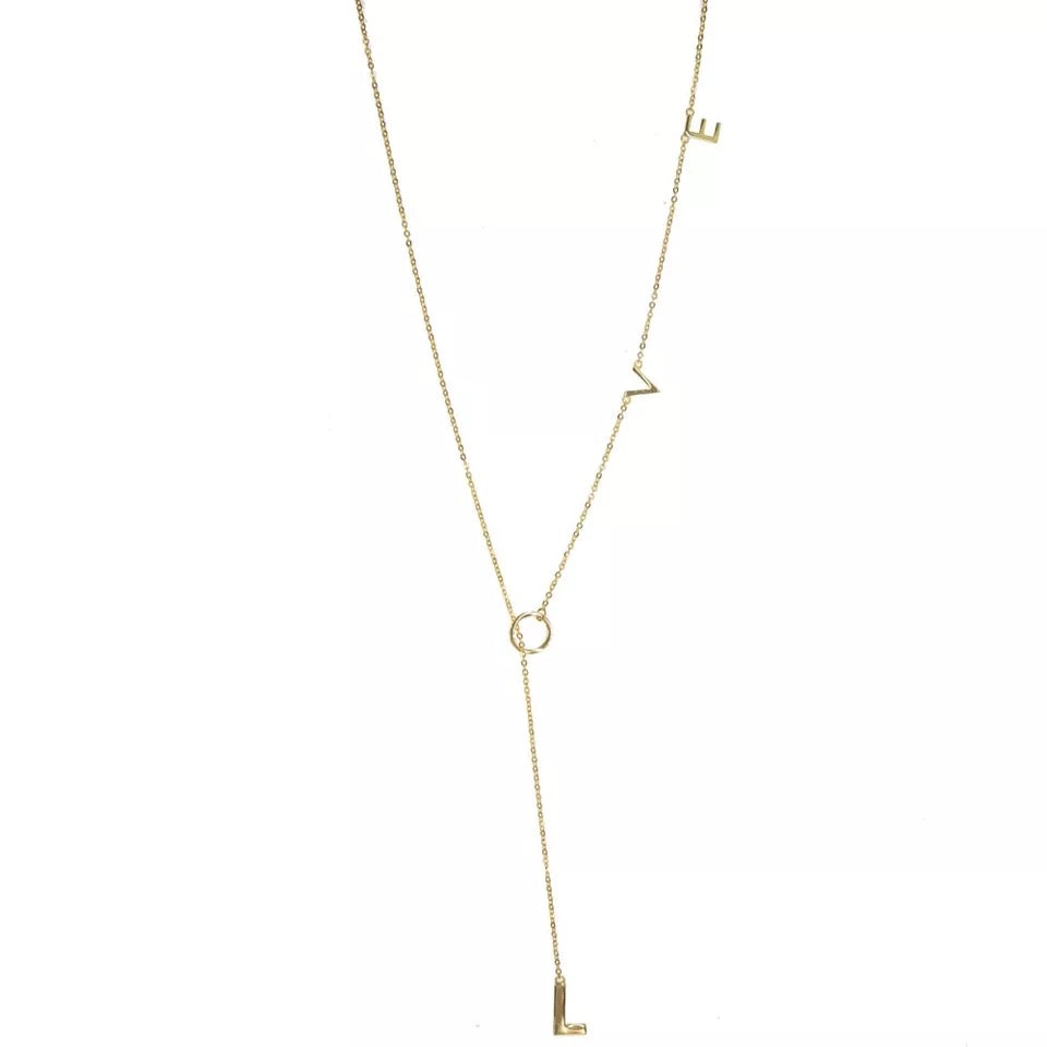 Love Lariat Gold Necklace - www.sparklingjewellery.com
