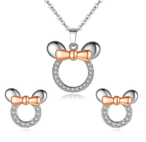 Mouse Earring and Necklace Set - www.sparklingjewellery.com
