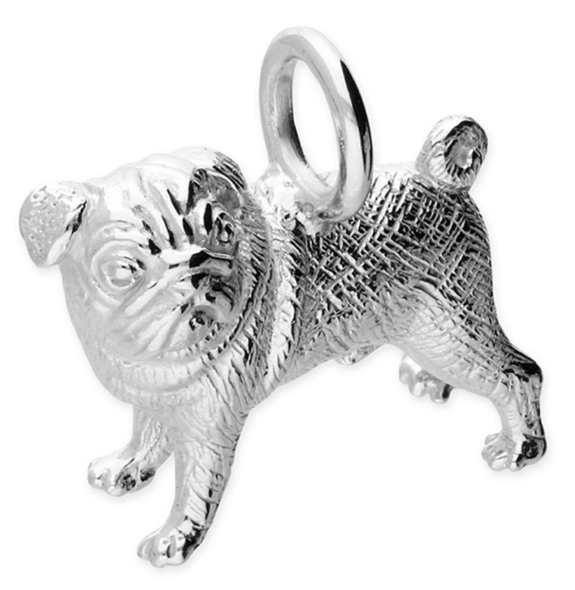 Sterling Silver Pug Necklace Ltd Edition - www.sparklingjewellery.com