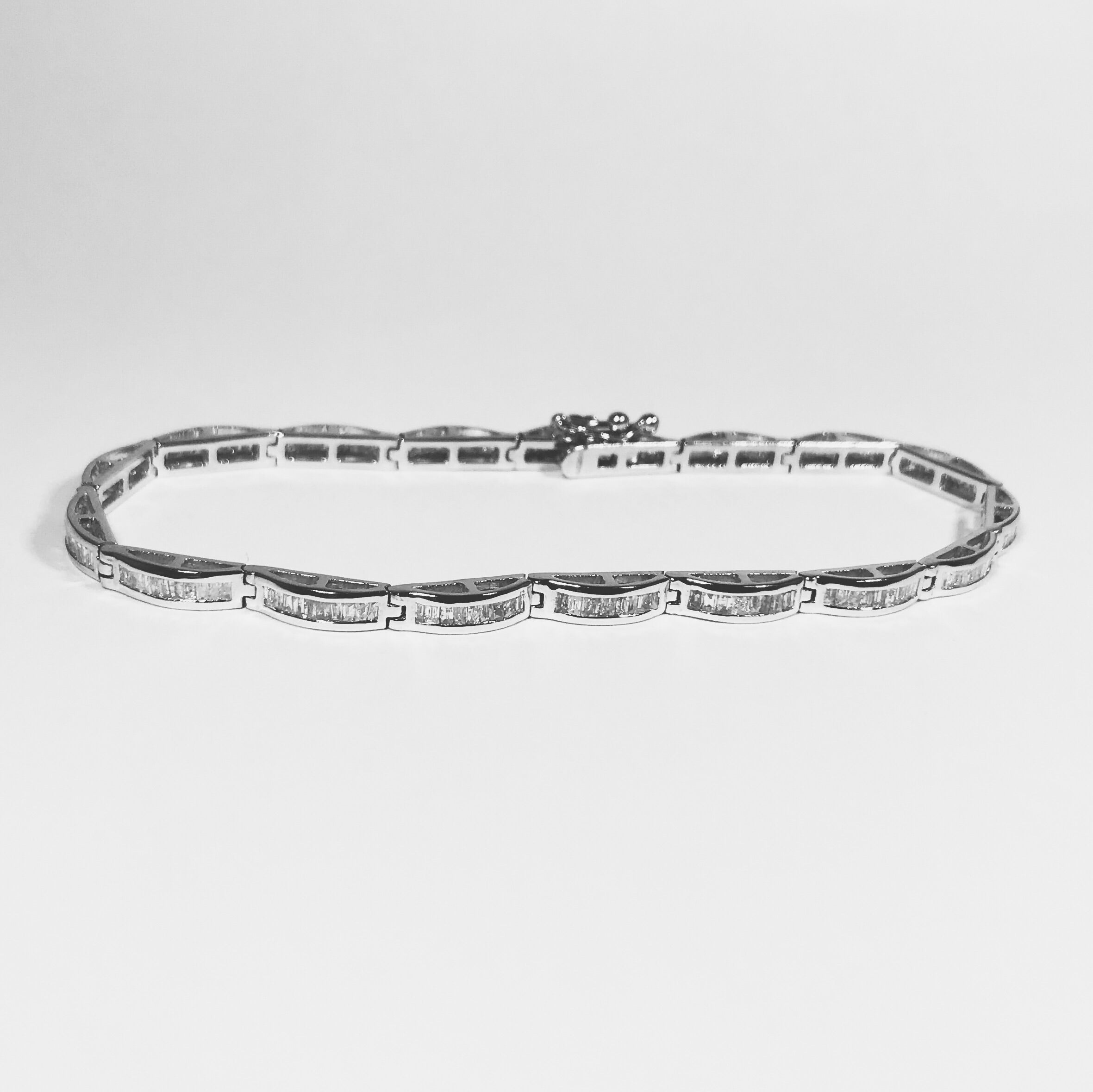 6.42CTW Round and Baguette Cut Diamond Tennis Bracelet