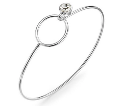 Karma Crystal Circle Bangle Silver or Rose Gold - www.sparklingjewellery.com