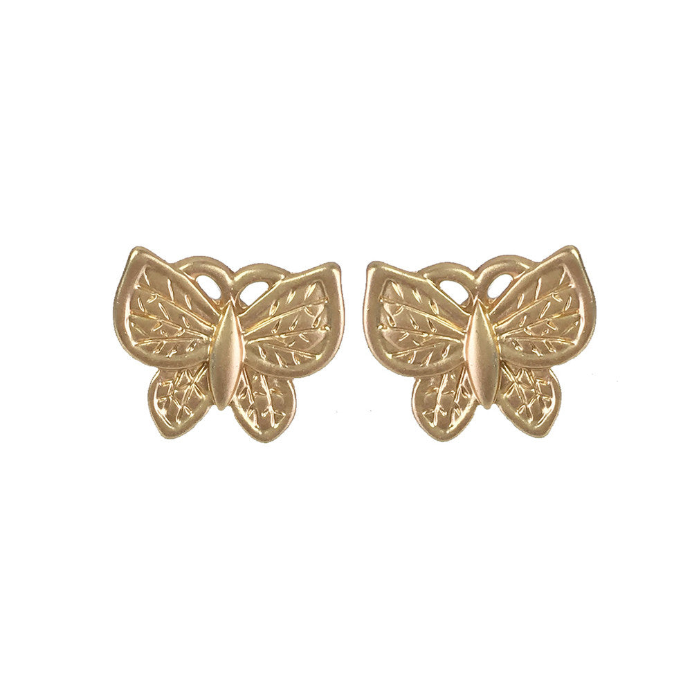 Matt Gold Butterfly Earrings - www.sparklingjewellery.com