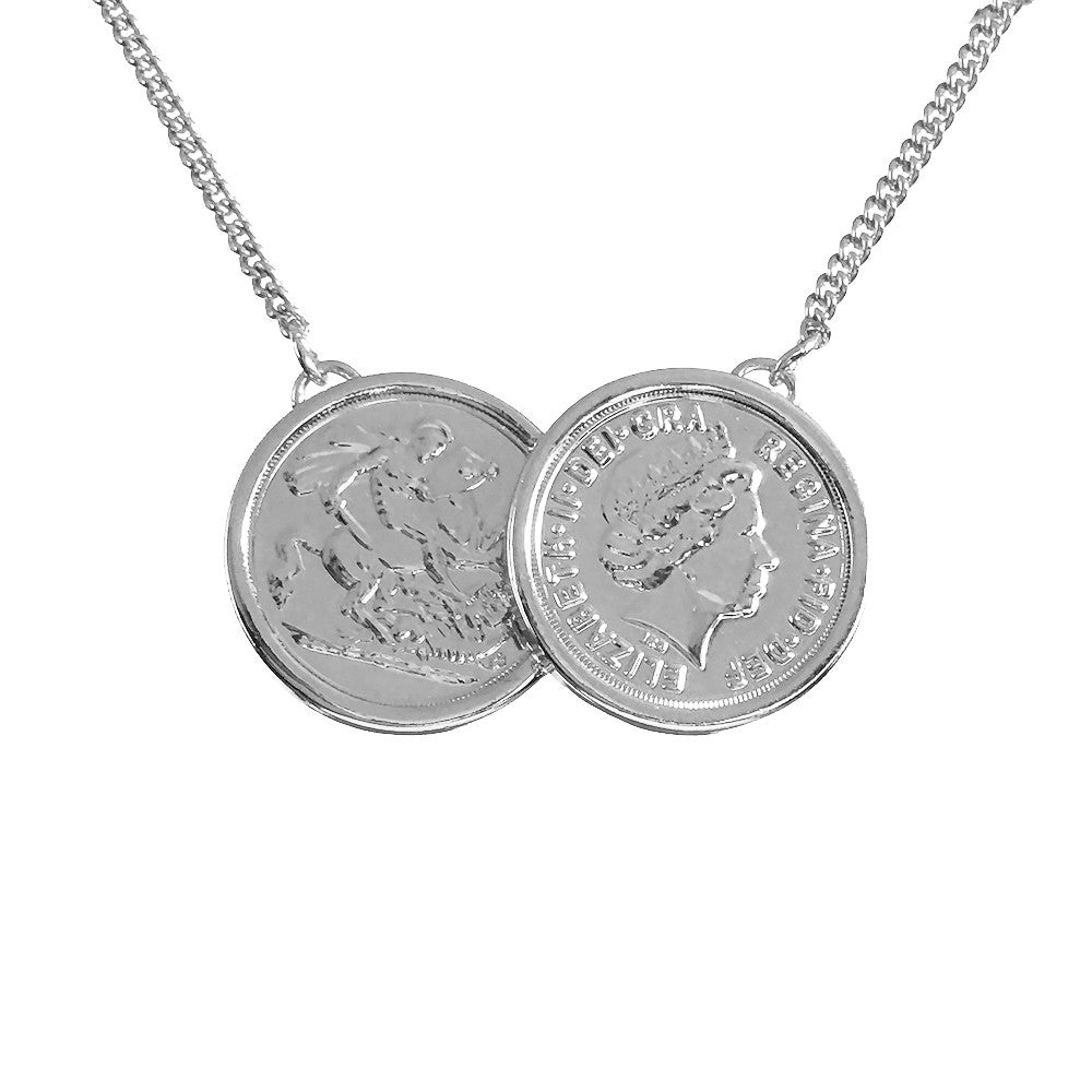 Gold double clearance coin necklace