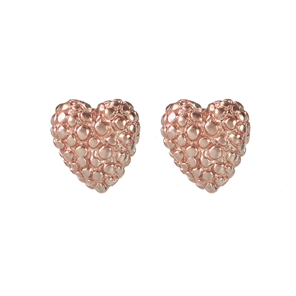Rose Gold Heart Earrings - www.sparklingjewellery.com