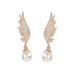 Angel Wing Earrings with Pearl - www.sparklingjewellery.com