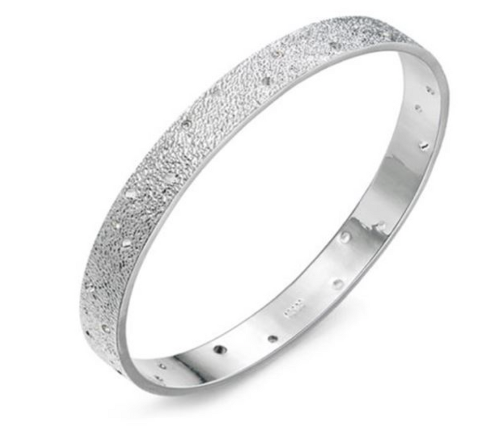 Crystal Silver Coloured Bangle - www.sparklingjewellery.com