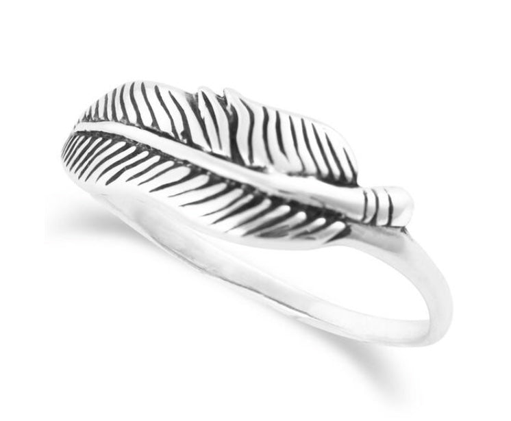 Sterling Silver Feather Ring - www.sparklingjewellery.com