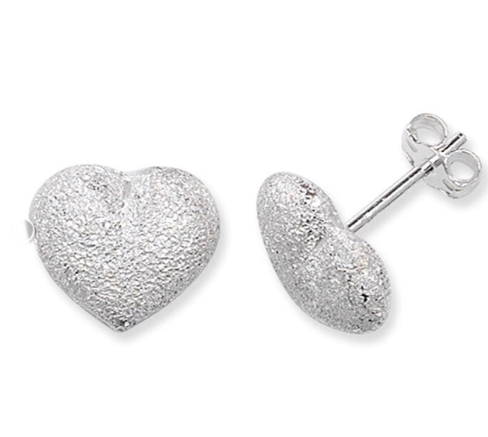 Silver Sparkle Heart Earrings - www.sparklingjewellery.com