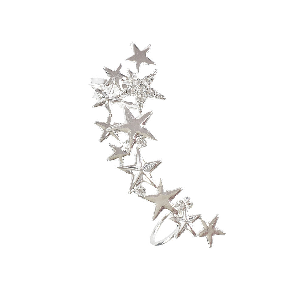 Clip On Silver Star Ear Cuff - www.sparklingjewellery.com