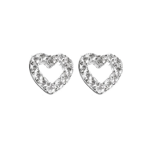 Sterling Silver Sparkly Heart Earrings - www.sparklingjewellery.com