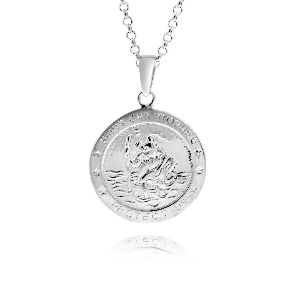 St Christopher Protect Us 925 Sterling Silver Necklace - www.sparklingjewellery.com